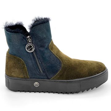 Ботинки Lab Milano черно-зеленые замшевые МЕХ - фото 1, A13309 LAB