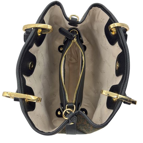 Сумка Braccialini черная/коричневая кожаная принт "леопард" - фото 6, B18571 P42 BRA