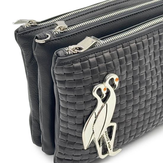 Клатч Renato Angi черный кожаный плетенный "фламинго" - фото 5, 3403717 RA NERO