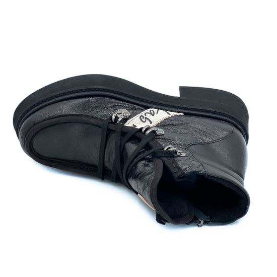 Ботинки Lab Milano черные комбинация кожи и наплака ШЕРСТЬ - фото 5, 