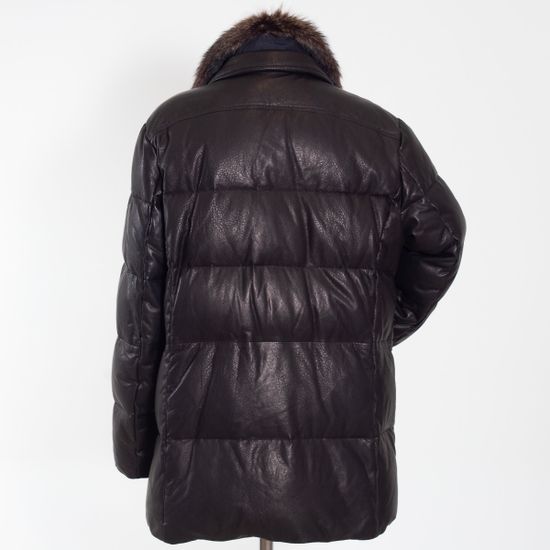 Куртка мужская Galotti зимняя из натуральной кожи черного цвета - фото 3,