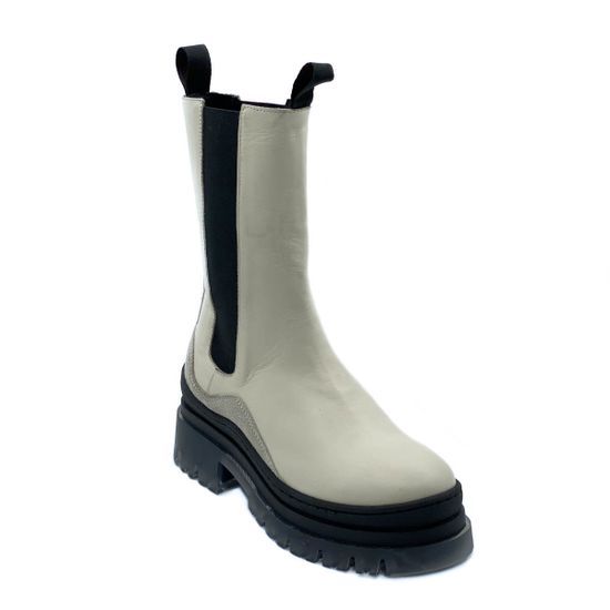 Ботинки челси Mimmu бежевые демисезонные комбинация кожи и замши - фото 2, E442E1 MIM BEIGE