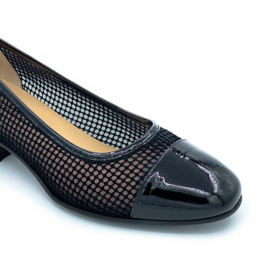 Туфли Donna Soft черные комбинация наплака и текстиля - фото 6, DS0141 DS