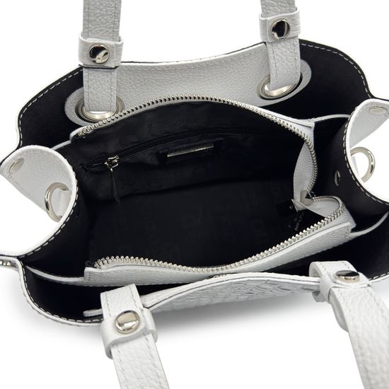 Сумка Renato Angi кожаная плетеная серебряная/белая - фото 6, 