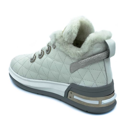 Кроссовки Marcelo Lopez белые кожаные МЕХ - фото 3, ER15921 ML BIANCO