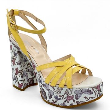 Босоножки Rosso&amp;Nero кожаные желтые на платформе - фото 2, 3865 RN