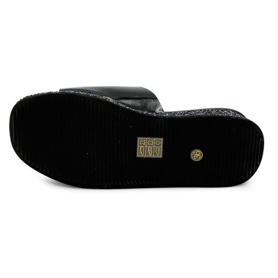 Шлепанцы Francesco V черные кожаные со стразами - фото 4, T118 FV NERO