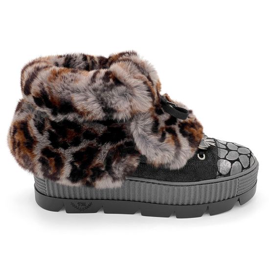 Ботинки Marzetti черные замшевые МЕХ с лазерной обработкой - фото 1, 