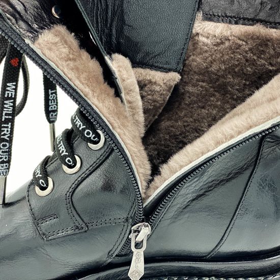 Ботинки Gianmarco Lorenzi черные кожаные МЕХ - фото 6, GML013045 GML