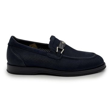 Лоферы GIAMPIERONICOLA синие из нубука перфорированные - фото 1, Q43674B GPN BLU