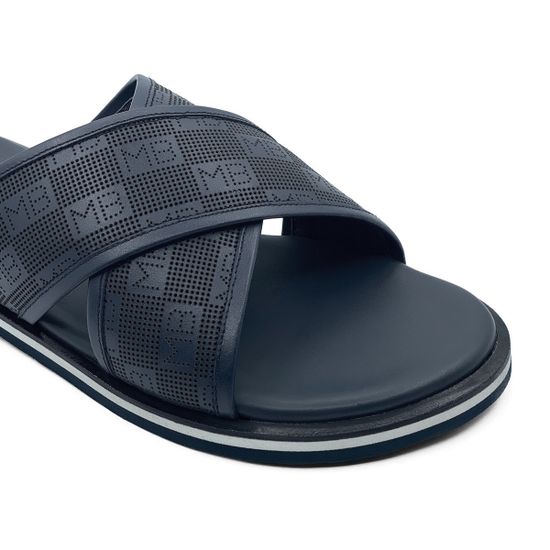 Шлепанцы Mario Bruni синие кожаные - фото 6, 1336 MB BLU