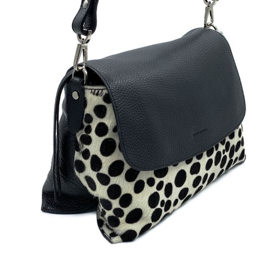 Сумка Ripani черно-белая комбинация кожи и меха пони - фото 2, 