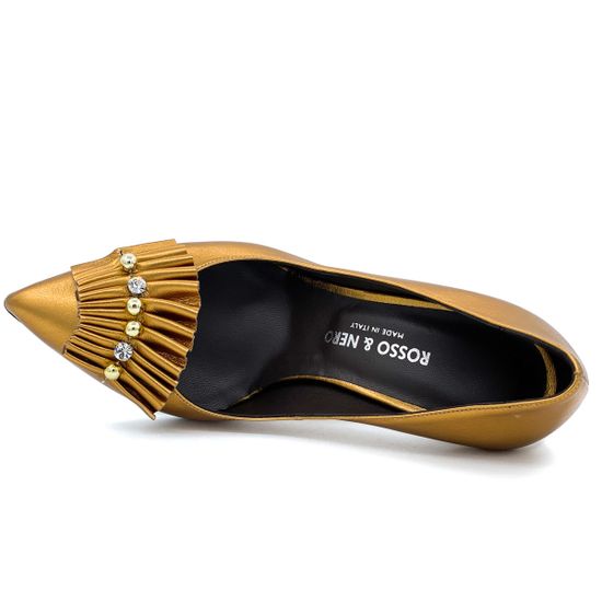 Туфли Rosso Nero золотые кожаные - фото 5, 3491 RN ORO