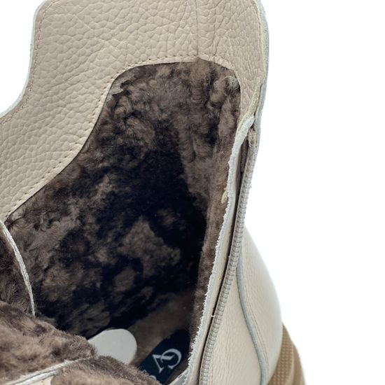 Ботинки Cover бежевые кожаные МЕХ - фото 7, 76936-2 COV