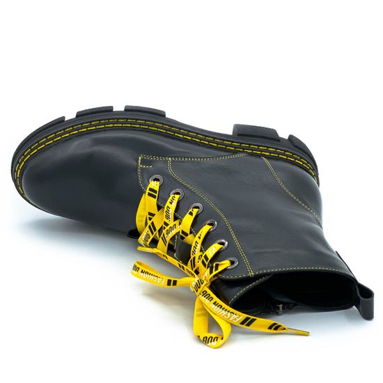 Ботинки Cover черно-желтые кожаные Байка - фото 5, 46782-1 COV