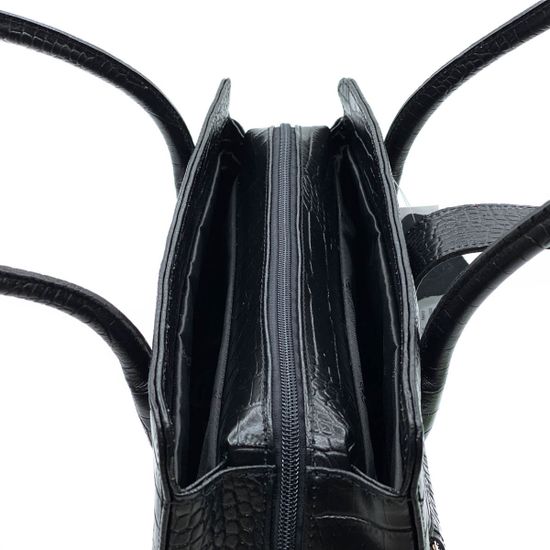 Сумка Di Gregorio черная кожаная тиснение под крокодила - фото 4, 