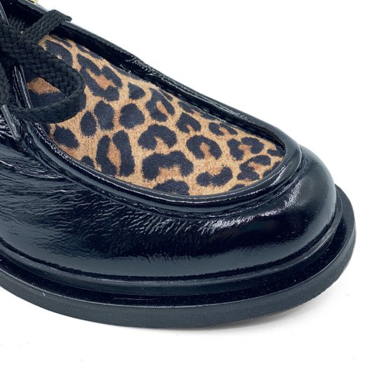 Полуботинки NILA  NILA черные с леопардовым принтом лакированные демисезонные - фото 6, N2336NL NIL NERO