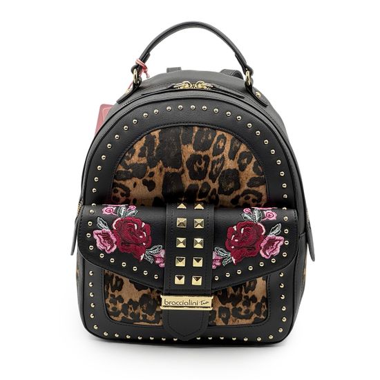 Рюкзак Braccialini черный кожаный - фото 1, B18604 BRA NERO