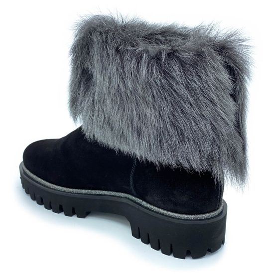 Ботинки Pertini черные замшевые МЕХ - фото 3, 182W15058D2 PRT