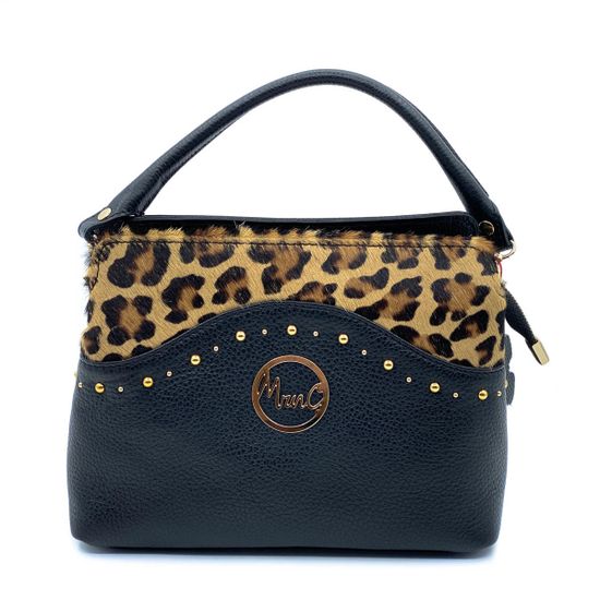 Сумка Marina Creazioni  черно-коричневая комбинация кожи и меха пони - фото 1, 