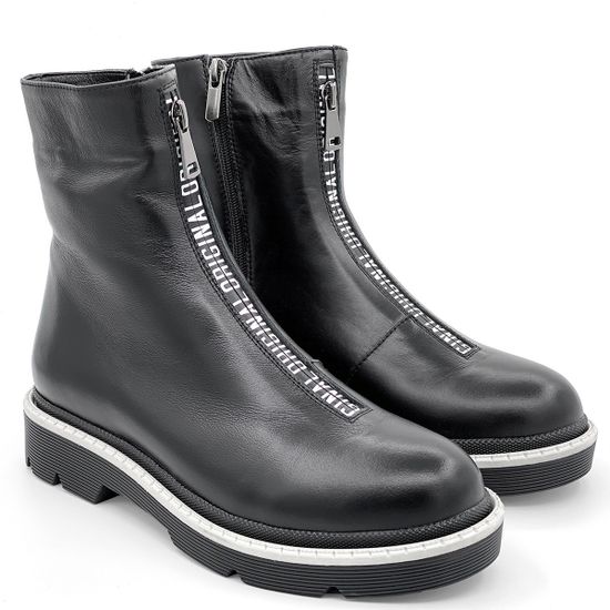 Ботинки Cover черно-белые кожаные МЕХ - фото 7, 