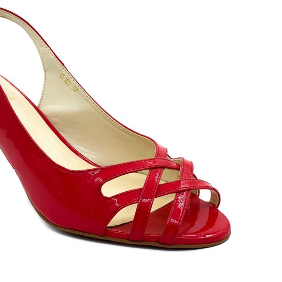 Босоножки Cover красные из лакированной кожи - фото 5, 