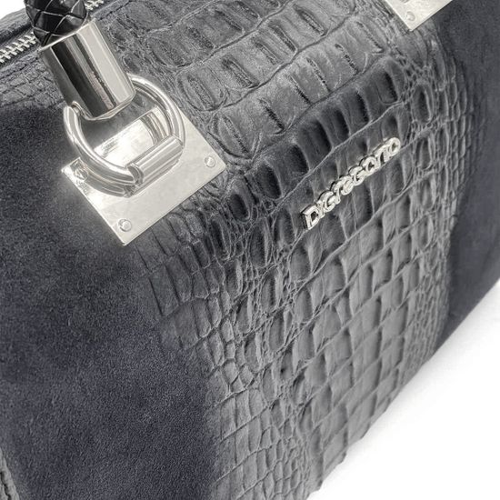 Сумка Di Gregorio черная крок/замша - фото 3, 