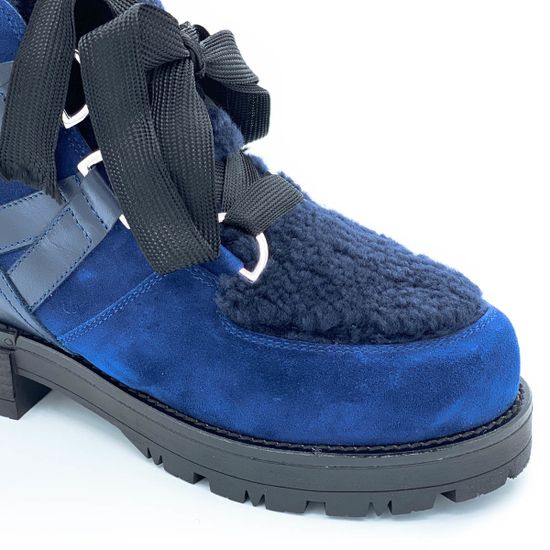 Ботинки Tiffi синие МЕХ комбинация кожи и замши - фото 6, FA28M TI BLU