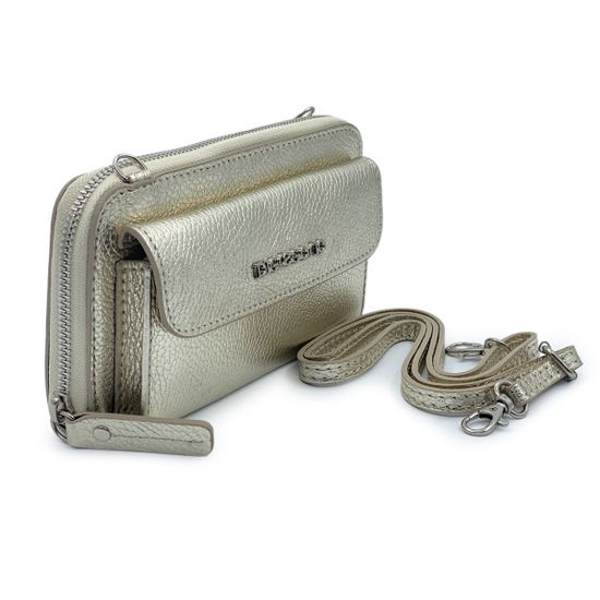 Сумка мини кросс-боди Di Gregorio золотая кожаная - фото 2, 