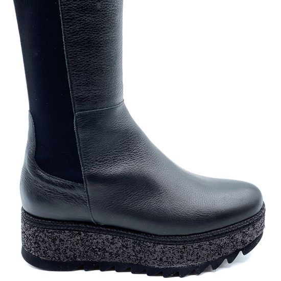 Ботфорты Pertini черные кожаные демисезонные - фото 5, 182W15070D1 PRT