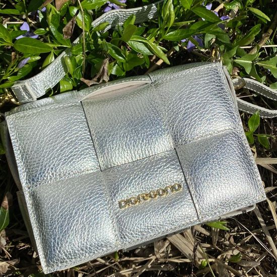 Сумка Di Gregorio серебряная кожаная - фото 3, 