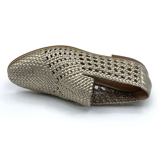 Туфли Ilasio Renzoni кожаные с перфорацией золотого цвета - фото 5, 