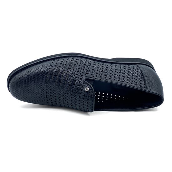 Туфли летние Giampieronicola черные кожаные с перфорацией - фото 5, 