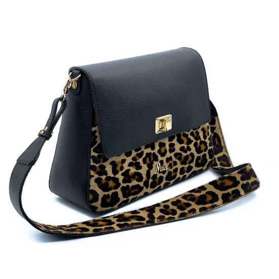 Сумка Marina Creazioni черно-коричневая комбинация кожи и меха пони - фото 2, 