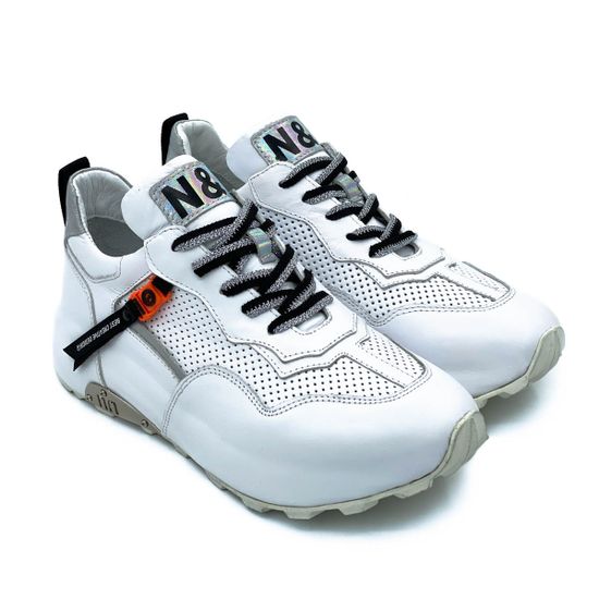 Кроссовки Nila&amp;Nila белые кожаные со сквозной перфорацией - фото 7, ZN10880 NIL BIANCO