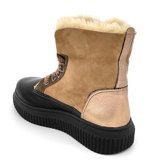 Ботинки Marzetti черно-золотые МЕХ комбинация замши и кожи - фото 4, 