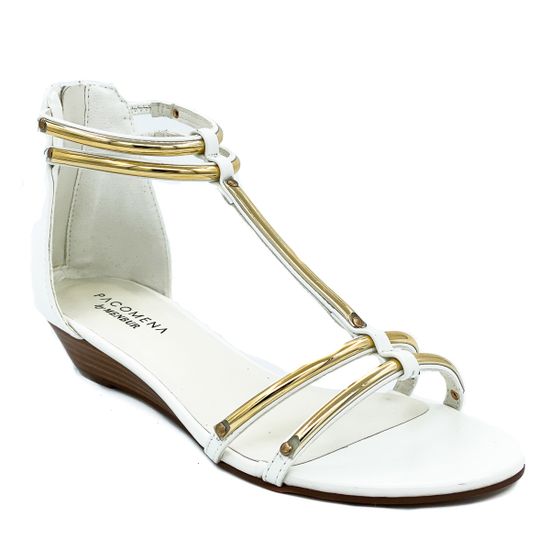 Босоножки Pacomena белые с золотом кожаные - фото 2, 6417 PAC BIANCO