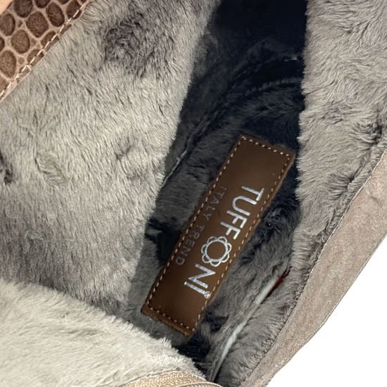 Ботильоны TUFFONI бежевые кожаные тиснение &quot;крокодил&quot; на байке - фото 8, 3524066LB TUF BEIGE