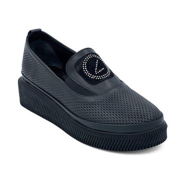 Слипоны Lab Milano черные кожаные с перфорацией - фото 2, 3750154 LAB NERO