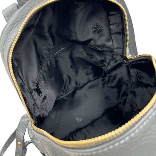 Сумка-рюкзак Di Gregorio серая кожаная - фото 6, 8509 DG GRIGIO