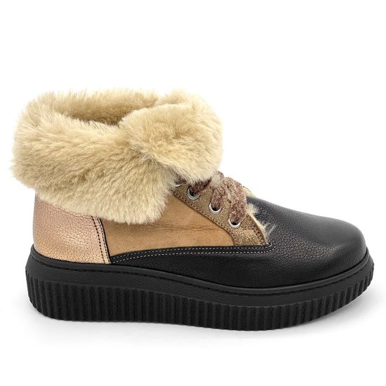 Ботинки Marzetti черно-золотые МЕХ комбинация замши и кожи - фото 1, 