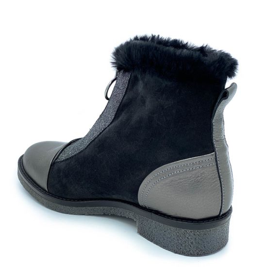 Ботинки Pertini черно-серые МЕХ комбинация замши и кожи - фото 3, 