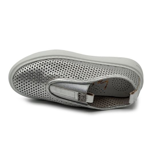 Кеды Lab Milano серебристые кожаные с перфорацией - фото 5, 2639 LAB ARGENTO