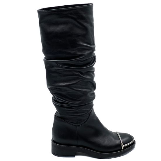 Сапоги Tiffi черные кожаные байка - фото 1, A363L TI