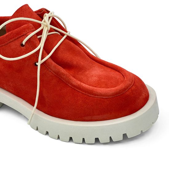 Полуботинки MIMMU замшевые оранжевые со шнуровкой - фото 6, E007E2 MIM ARANCIA