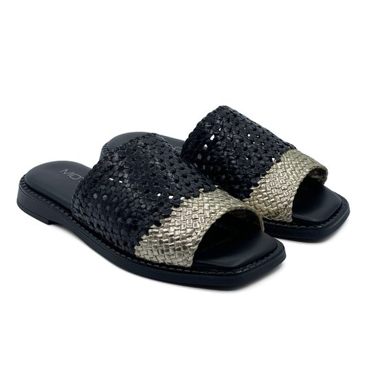 Сабо Donna Soft  кожаные плетеные черно-золотые - фото 7, MOT2233 DS