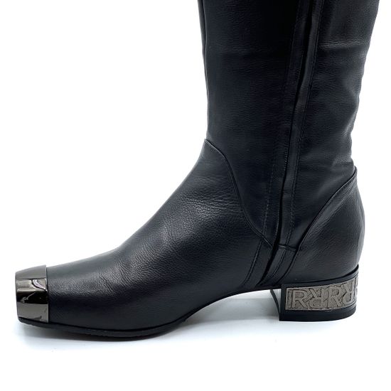 Ботфорты Renzi черные кожаные байка - фото 6, 
