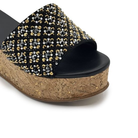 Сабо NILA&amp;NILA черные кожаные со стразами - фото 6, PERT02F NIL