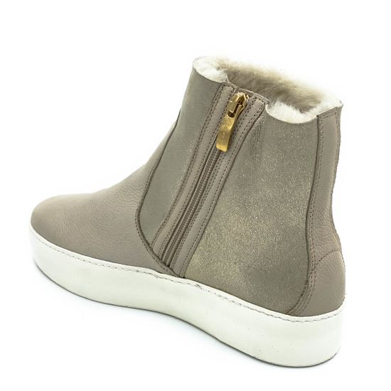 Ботинки Marzetti бежево-золотые кожаные МЕХ - фото 3, 7853MD01 MZ