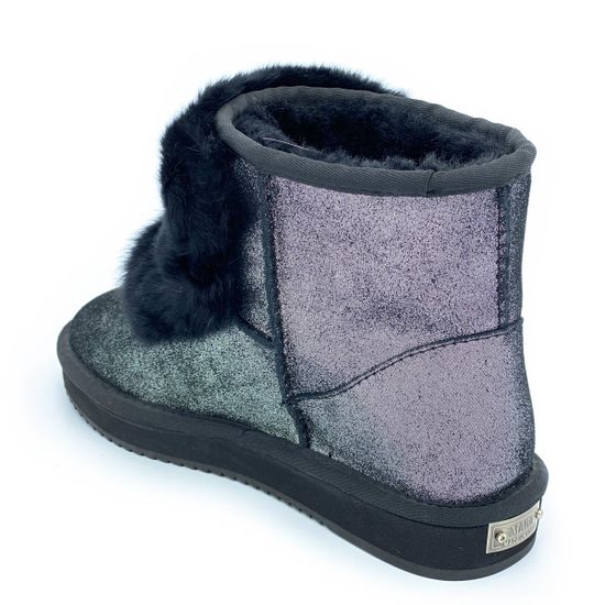 Ботинки Mara серебряные замшевые МЕХ - фото 4, 